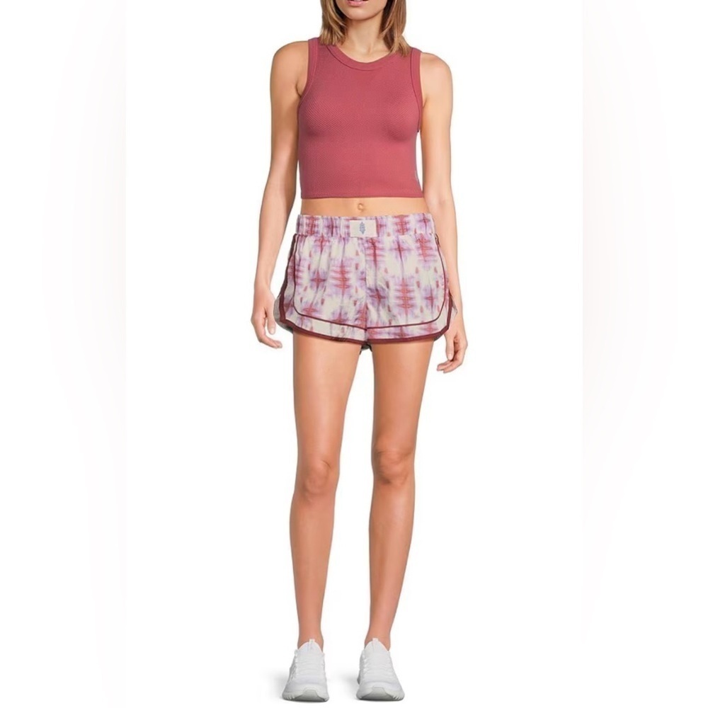 Free People FP Movement Printed Varsity Blues Short in Sand Storm Combo Size M